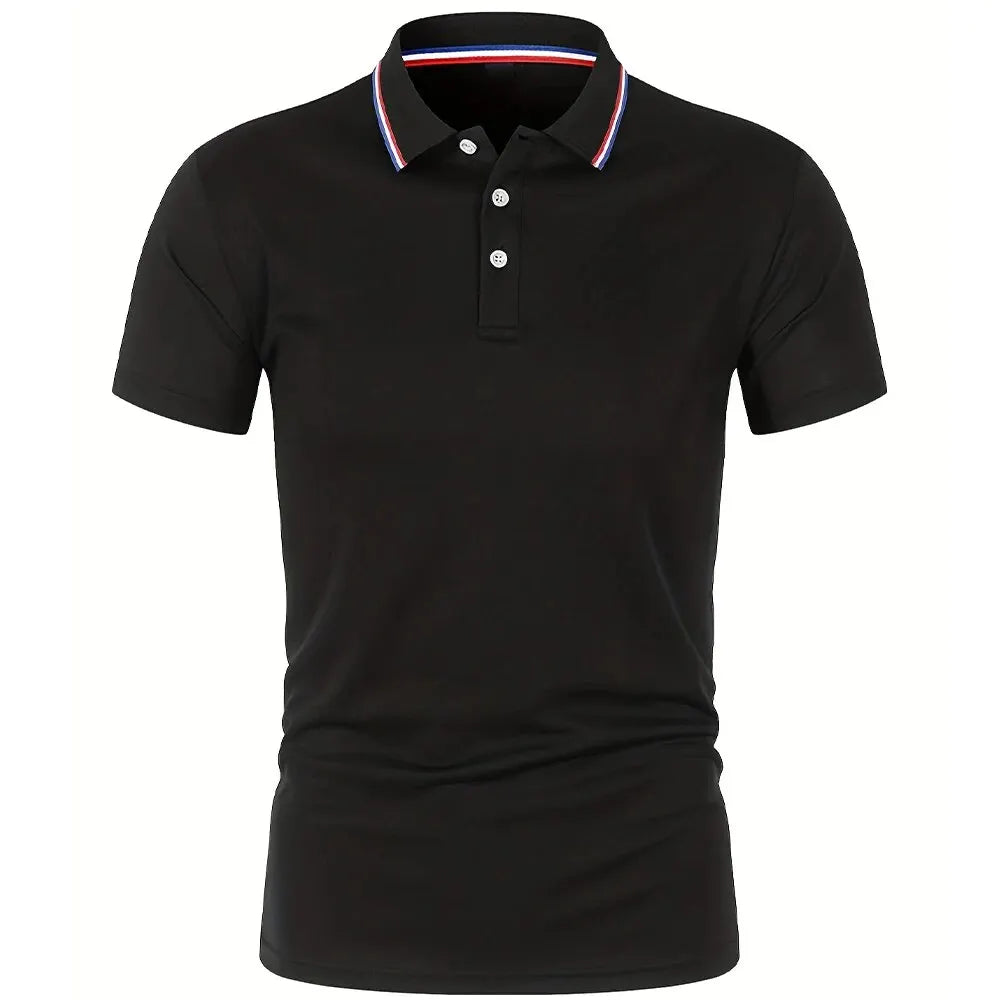 Jonas | Slim fit polo shirt with contrast striped collar