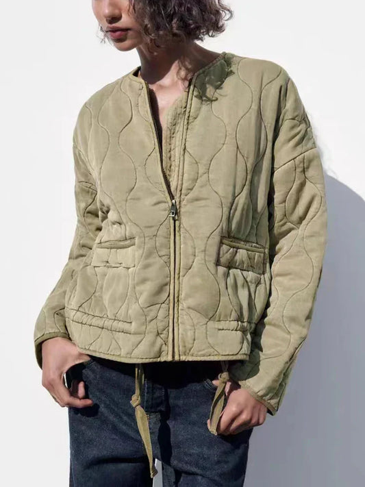 LUNARE™ | Padded Solid Color Women's Jacket with Zipper