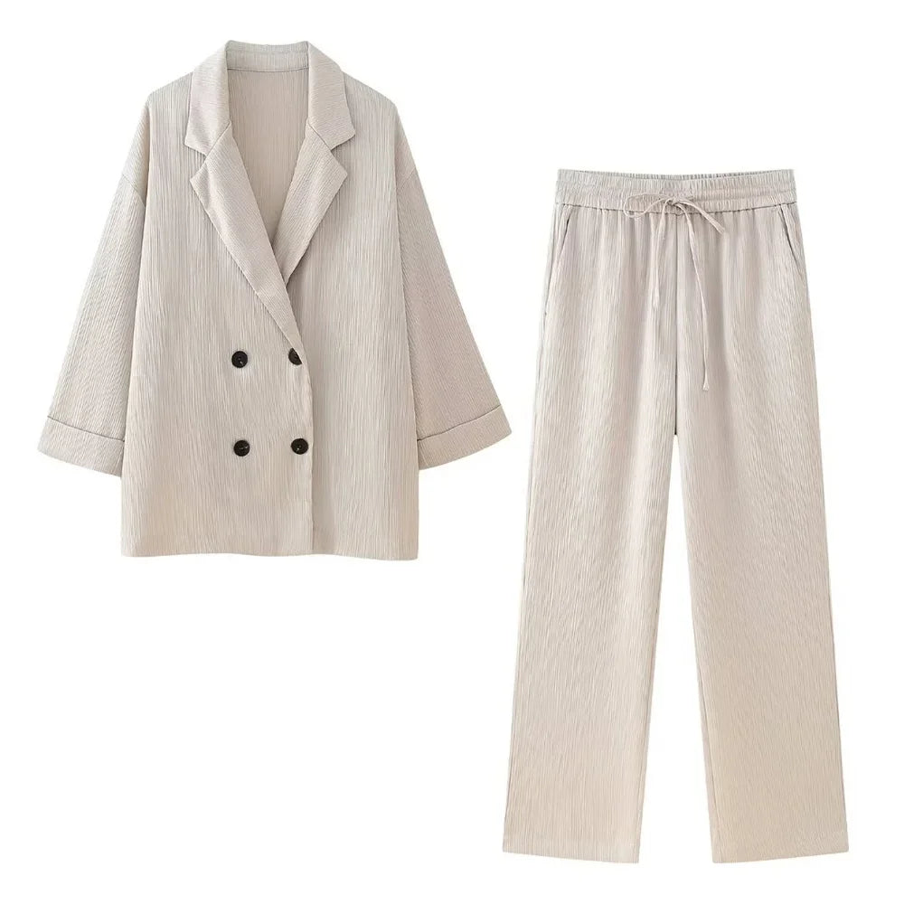 Valéa | Elegant Blazer Set with Wide Pants
