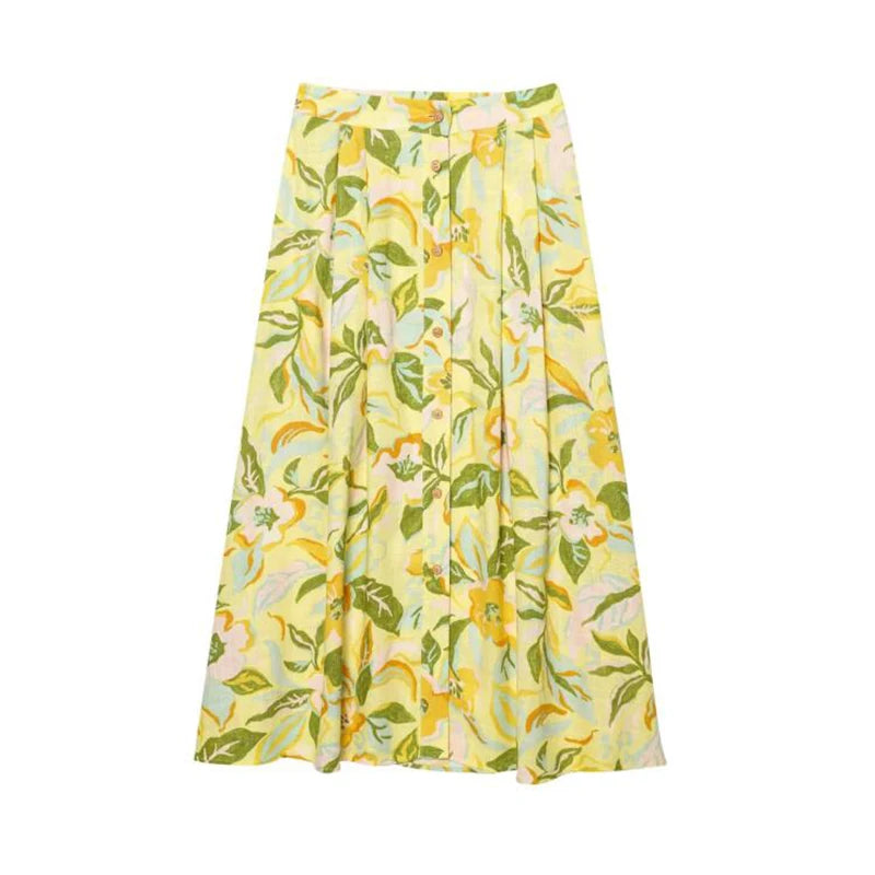 Isla | Blomstret To-delt Sæt med Crop Top & A-linjekjole