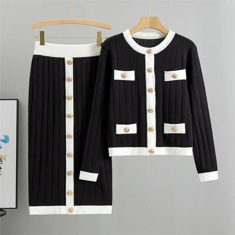 Vivienne | Blazer & Skirt Set with Golden Button Details