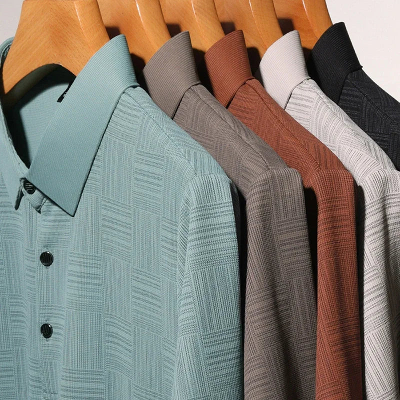 Karl | Short-sleeved polo shirt with geometric print and collar