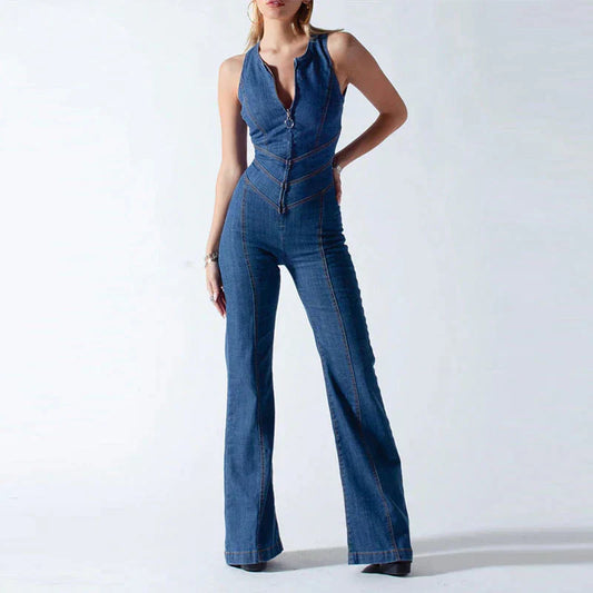 Élise | Denimkombination med Öppen Rygg för Kvinnor