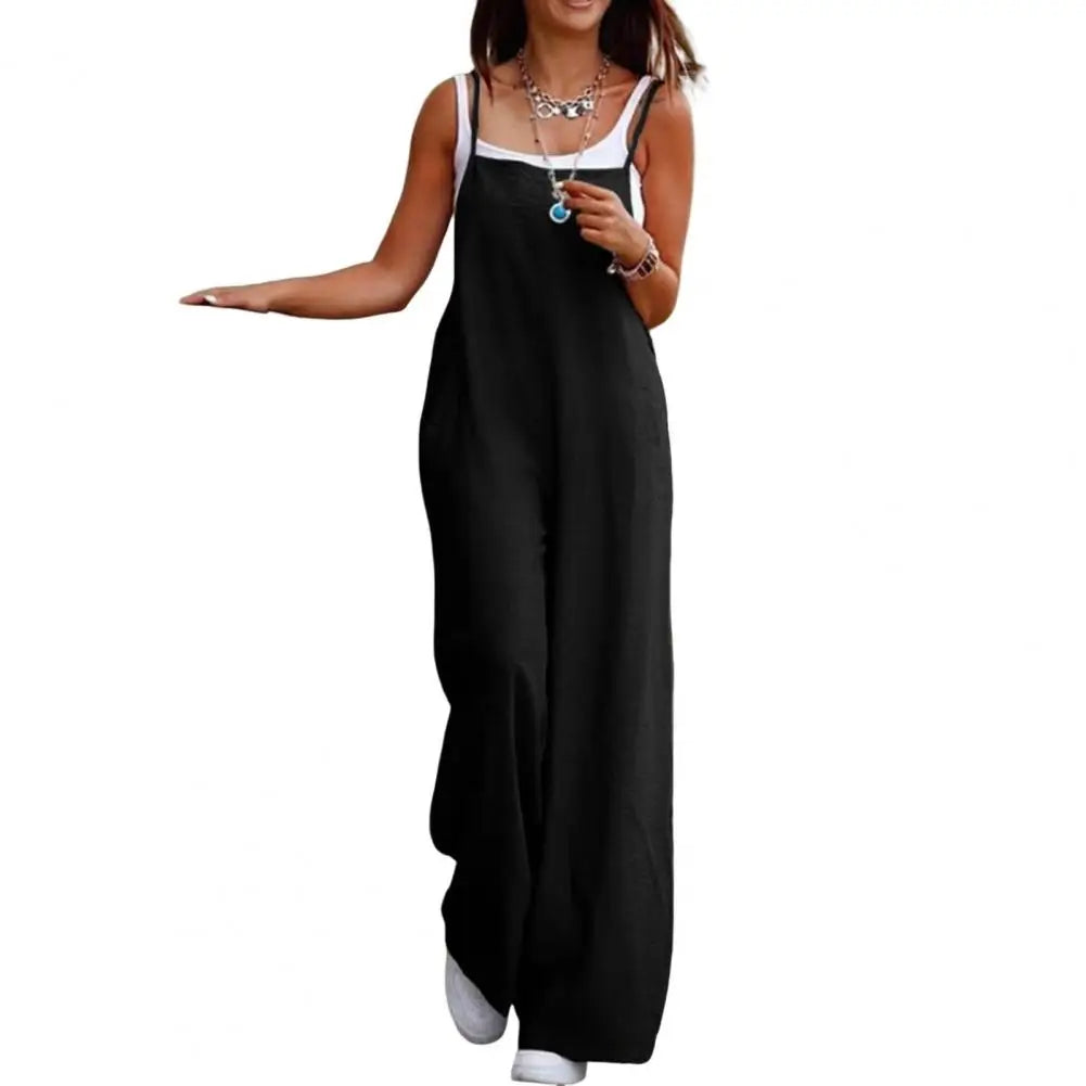 Serena | Sommercooler Jumpsuit med Løs Pasform og Dybt Skridt