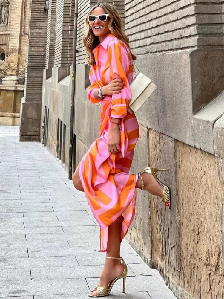 Élodie | Wrap dress with collar in summery design