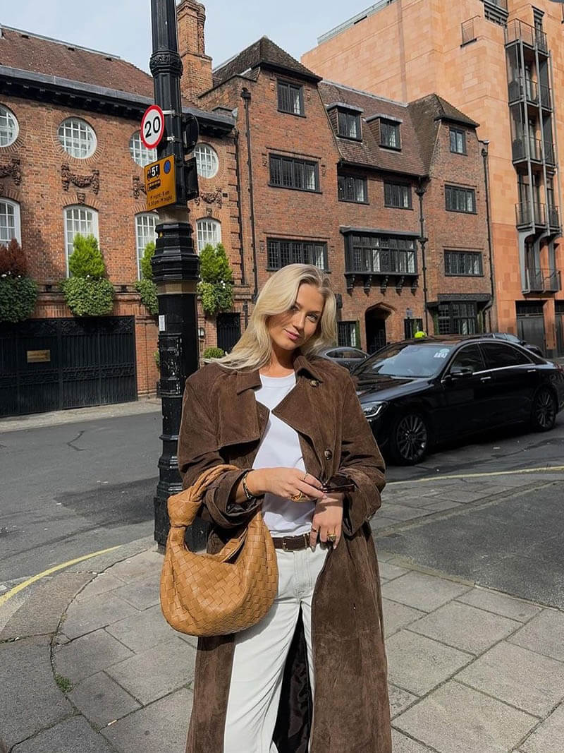 Linnea – Timeless Trench Coat with High-Quality Suede Jacket