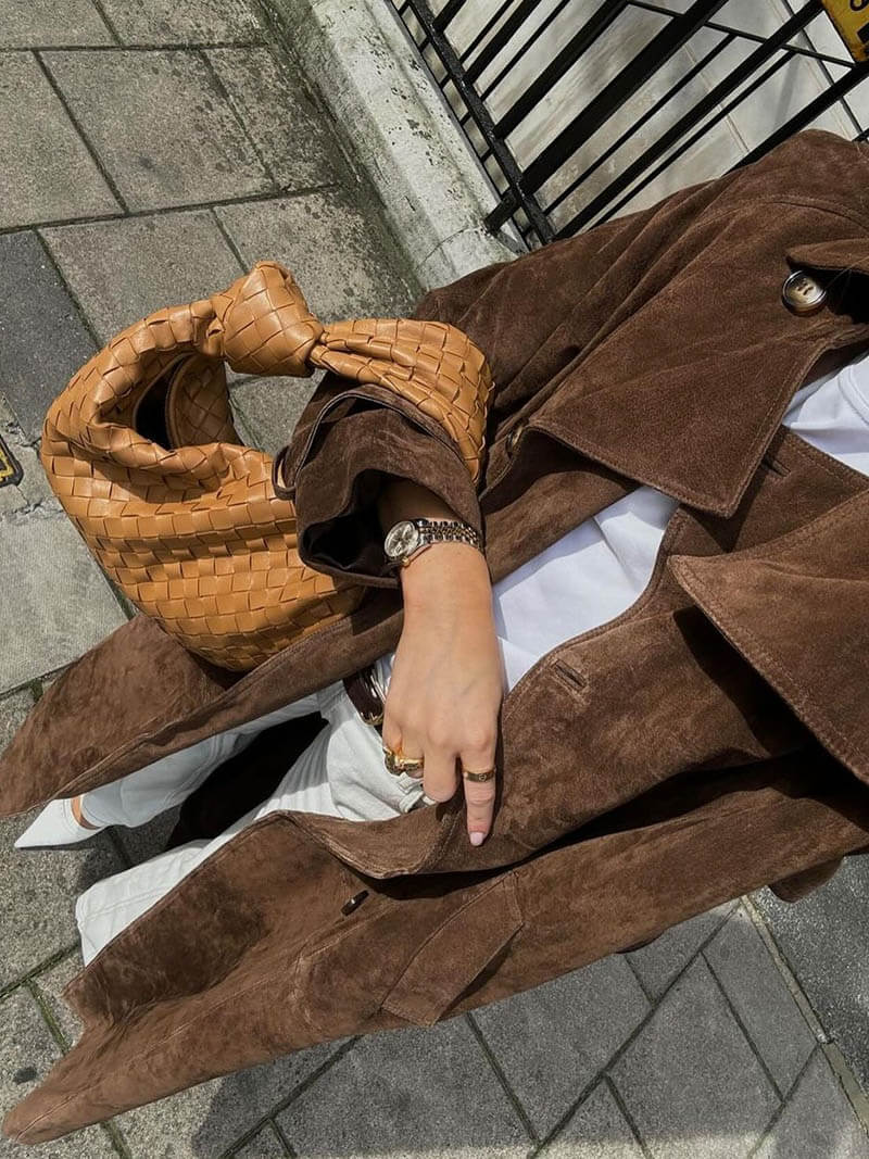 Linnea – Timeless Trench Coat with High-Quality Suede Jacket