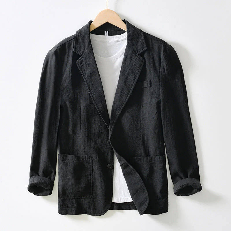 Men's blazer | Relaxed fit – Cotton linen – Single-breasted with notched collar