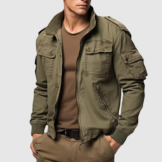 Axelsson – Relaxed Bomber Jacket in Wool Blend with Ribbed Edge and Tool Pockets