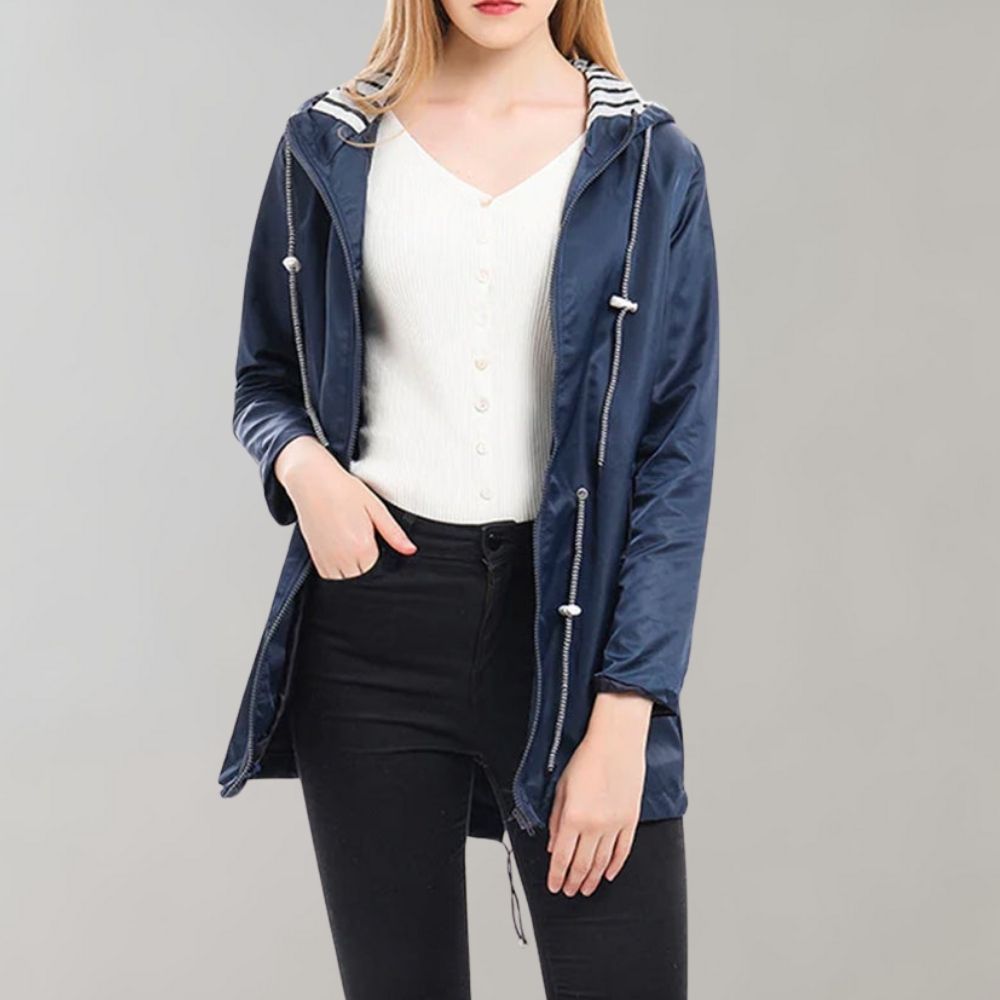 LYNORA™ | Women's Long Raincoat with Waterproof Design and Adjustable Hood