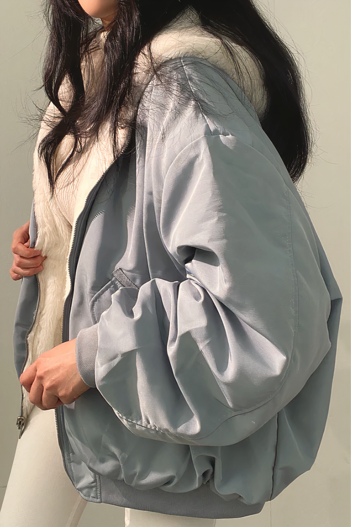 Dam coat Oversized – Reversible Shearling coat with Zipper & Ribbed Edge