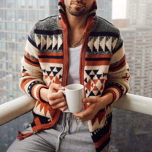 Leander™ | Jacquardstickad Cardigan för Herrar