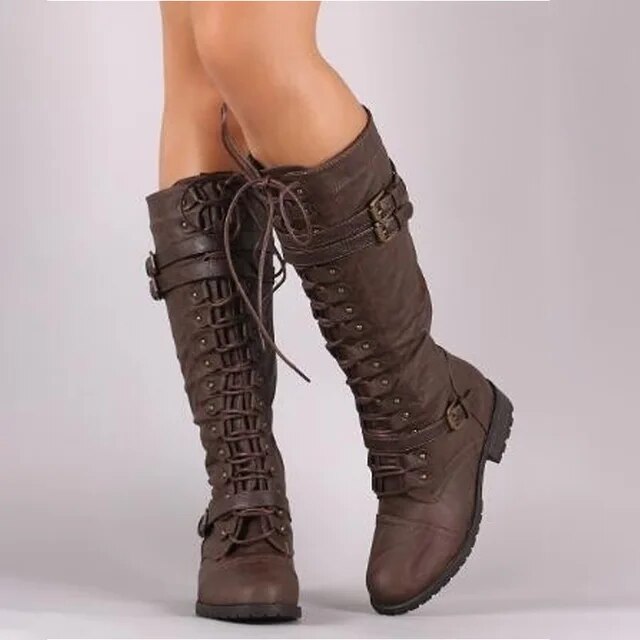 ARLETTE™ | Retro Leather Boots with Lacing & Buckle