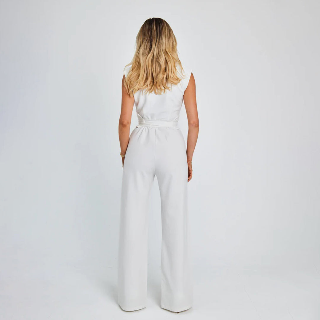 Liora Jumpsuit – Stylish Elegance with Tie Belt & Wide Legs