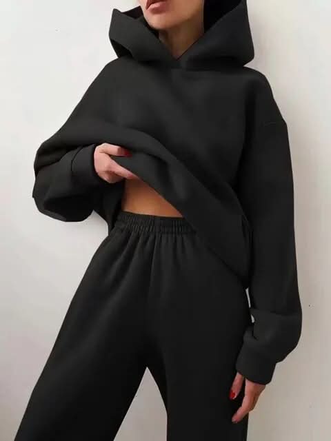 Orlinda – Avslappnat Dambyxa- och Hoodieset med Elastiska Muddar