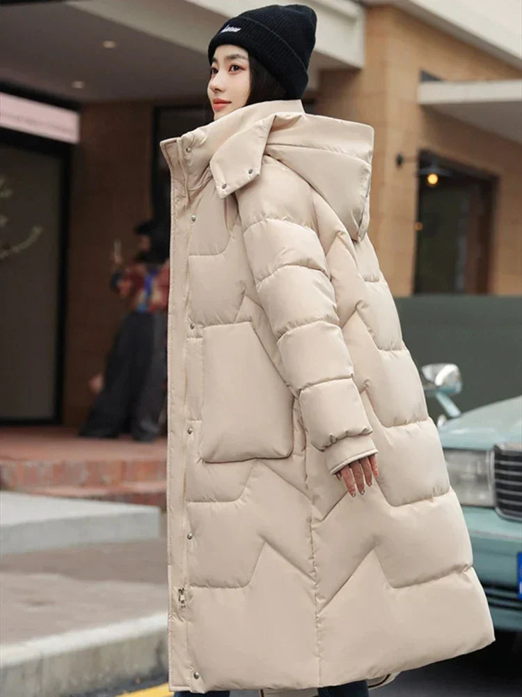 Theresia – Long Women's Winter Jacket Padded Quilted Polyester
