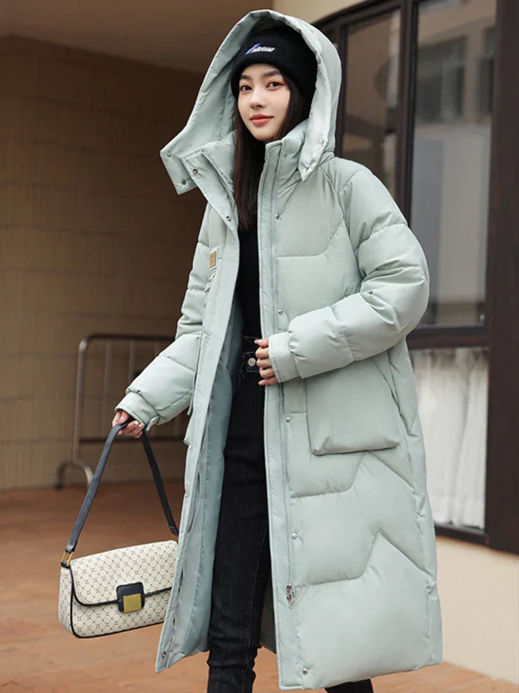 Theresia – Long Women's Winter Jacket Padded Quilted Polyester
