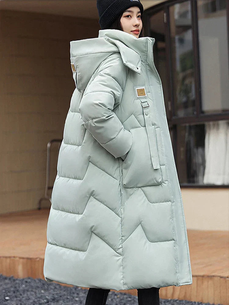 Theresia – Long Women's Winter Jacket Padded Quilted Polyester