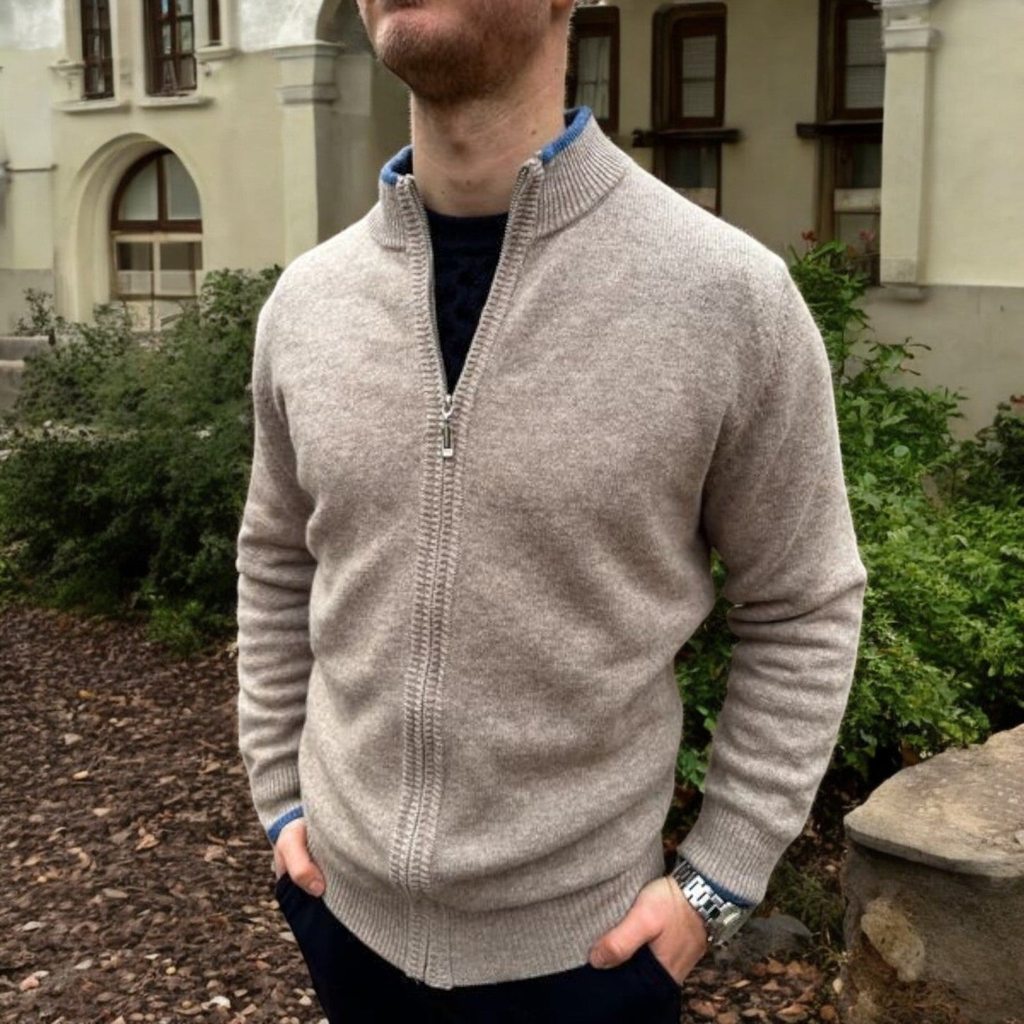 NOEL | Zip-cardigan i ægte merinould til herrer