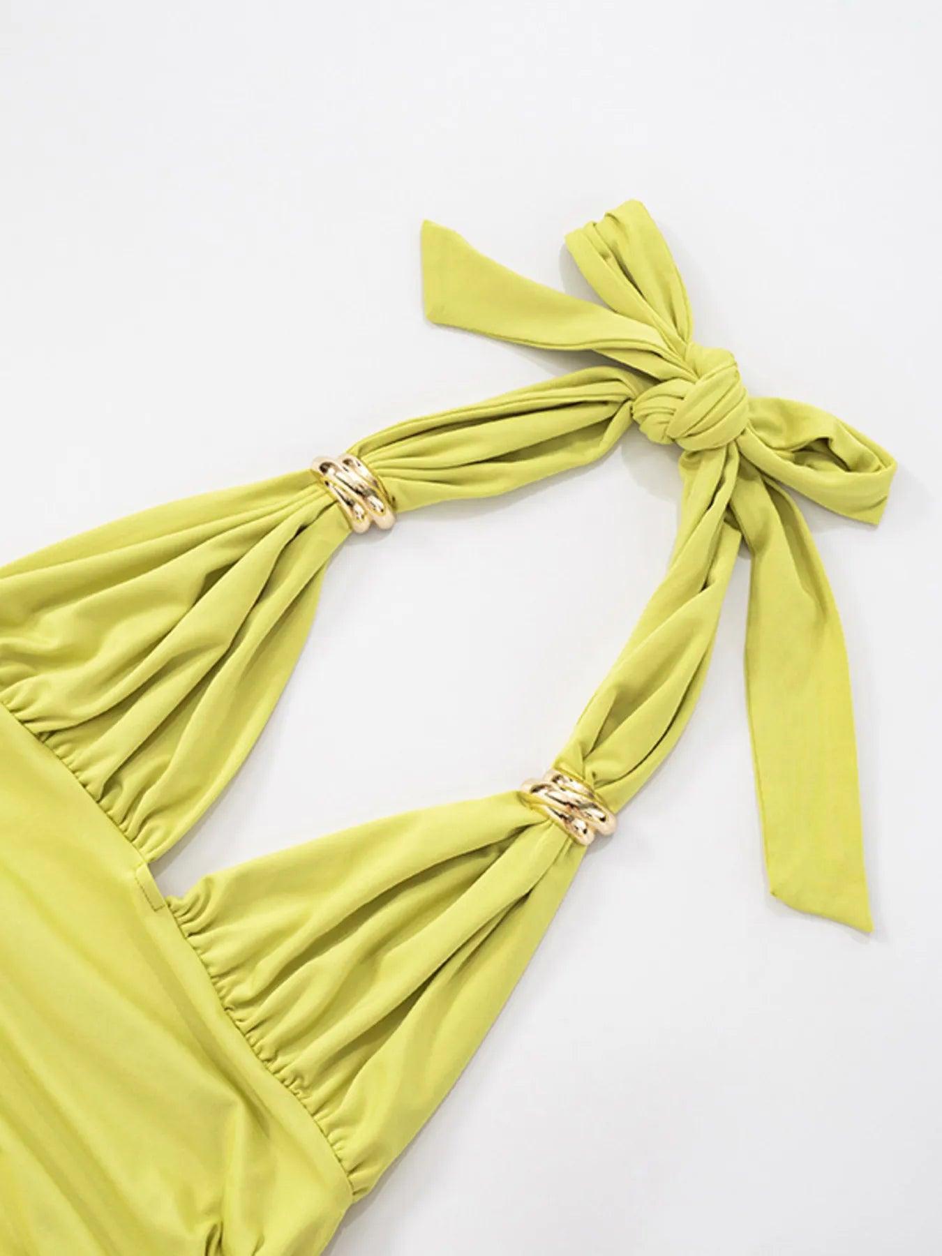 Delina | Wrap dress in mini length with halterneck & ruching