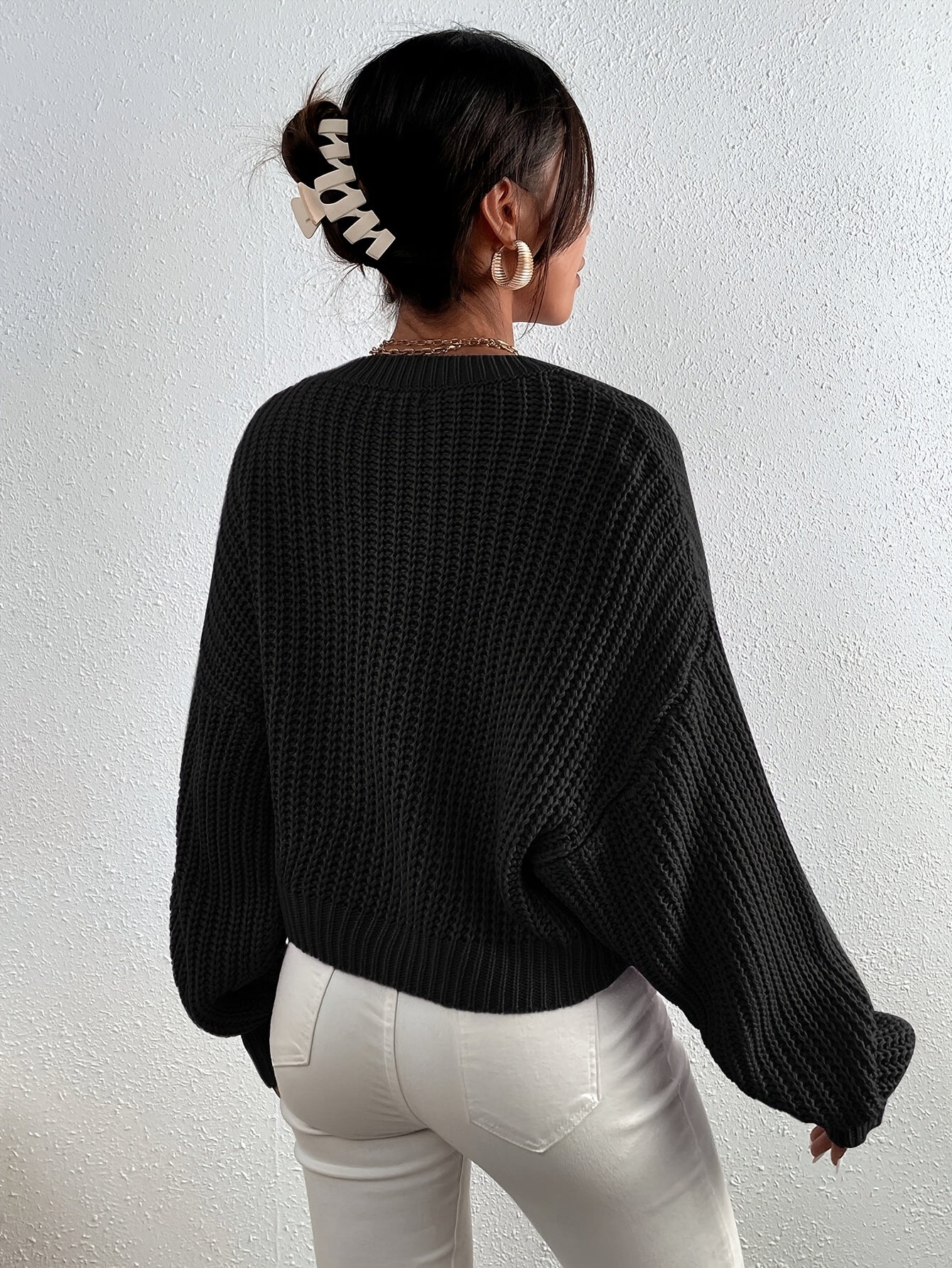 Alma™ | Solid Ribbed Knit Sweater with Round Neck for Women