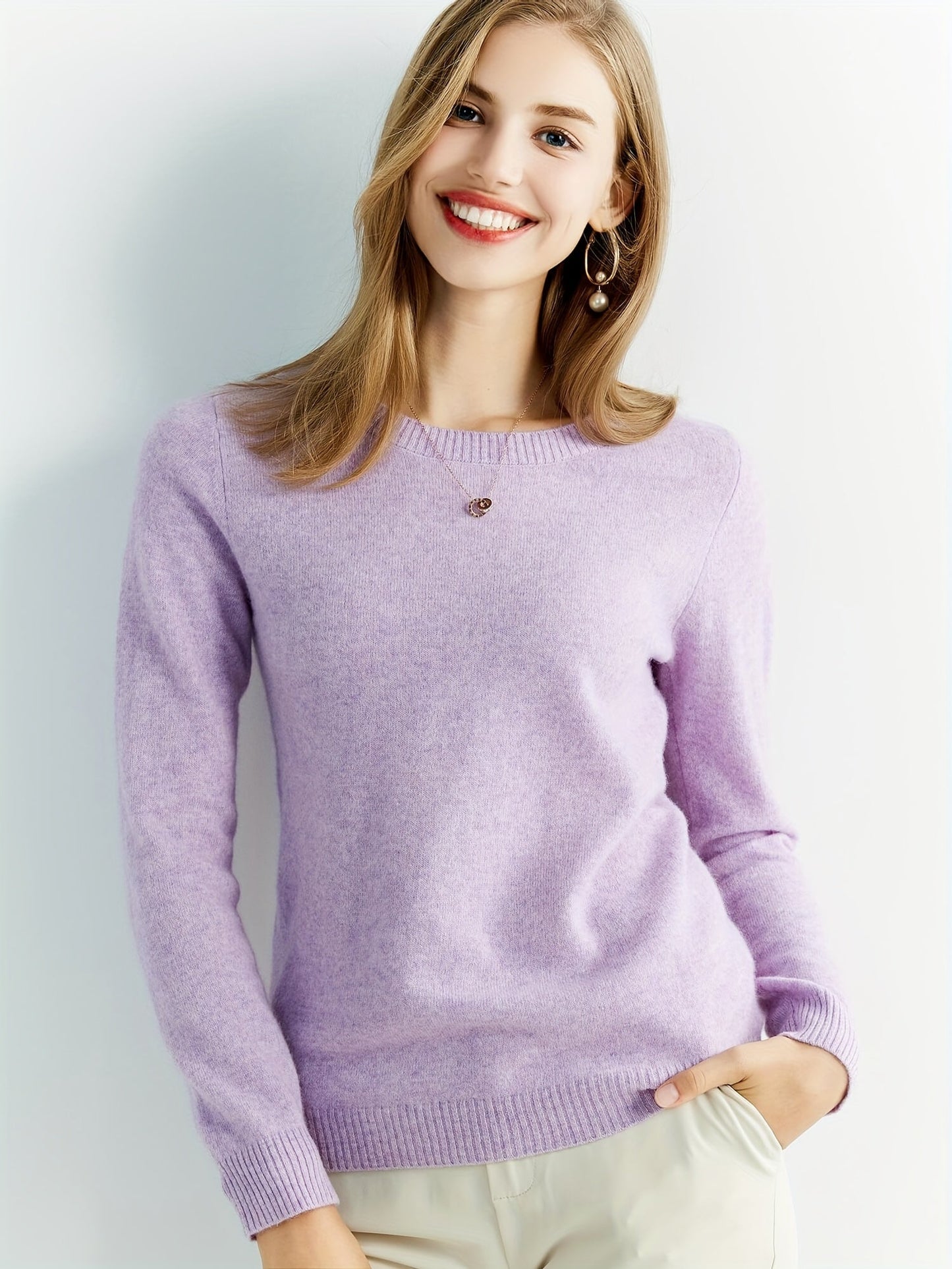 Elvira™ | Light Wool Sweater with Round Neck for Women