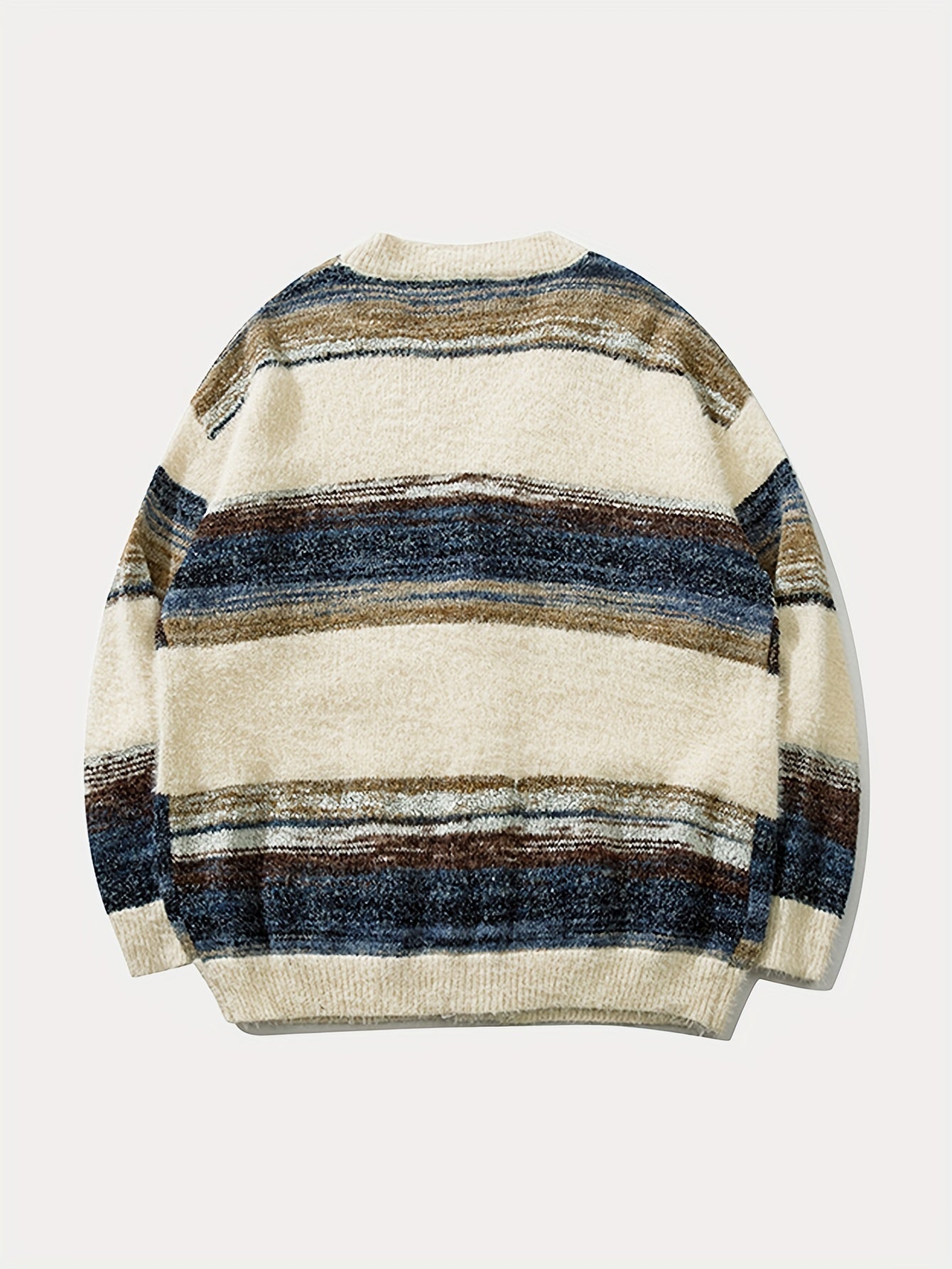 Sture Elegant Retro Randig Kofta – Stilfull Stickad Tröja för Herrar