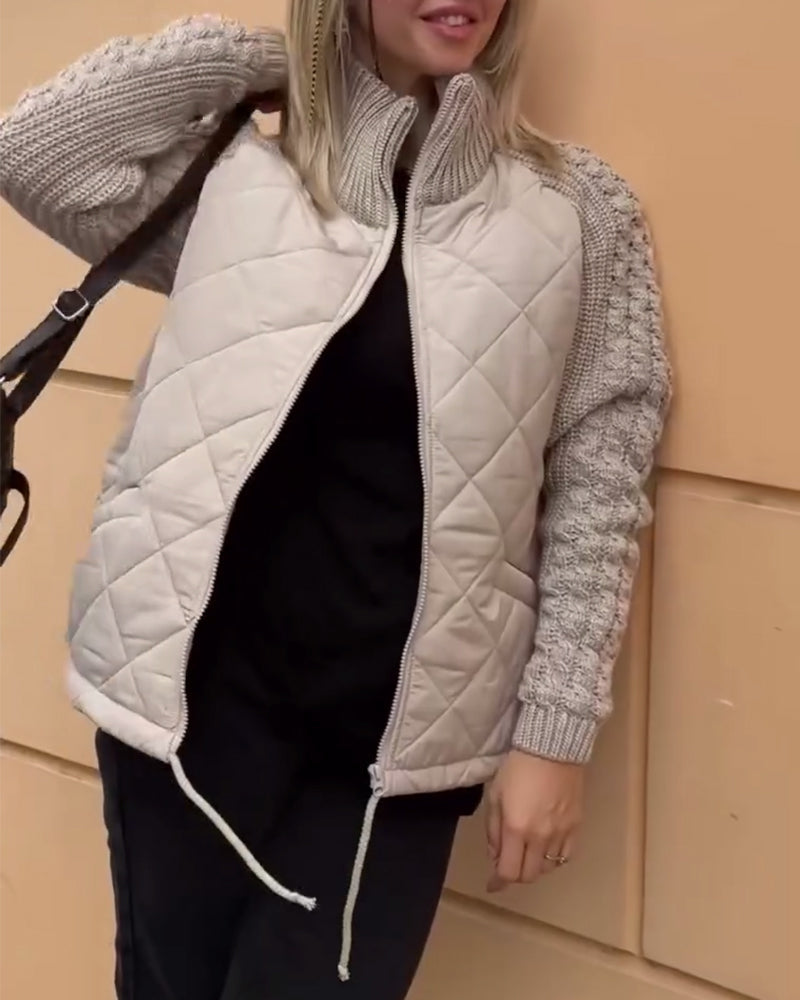 Avoria Solid Color Jacket with Zipper and High Collar – Stylish Women's Outerwear