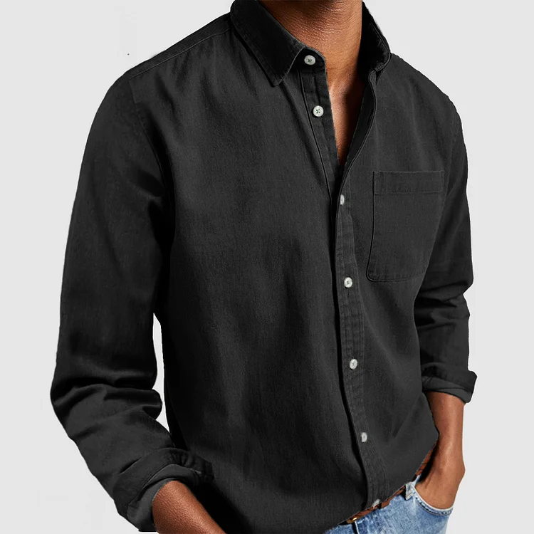 Casual long-sleeved shirt with button closure