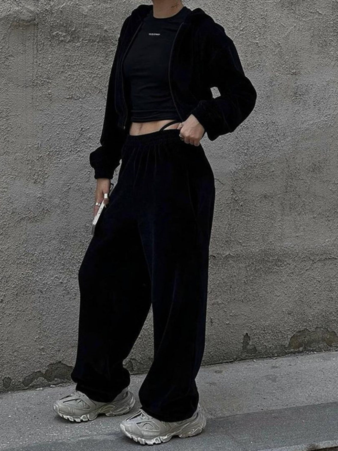 Elskea – Dam Croppad Hoodie & Lounge-Set