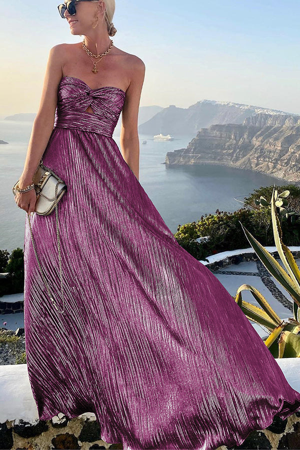 Elvira | Strapless Evening Dress with Sweetheart Neckline & Shiny Pleats