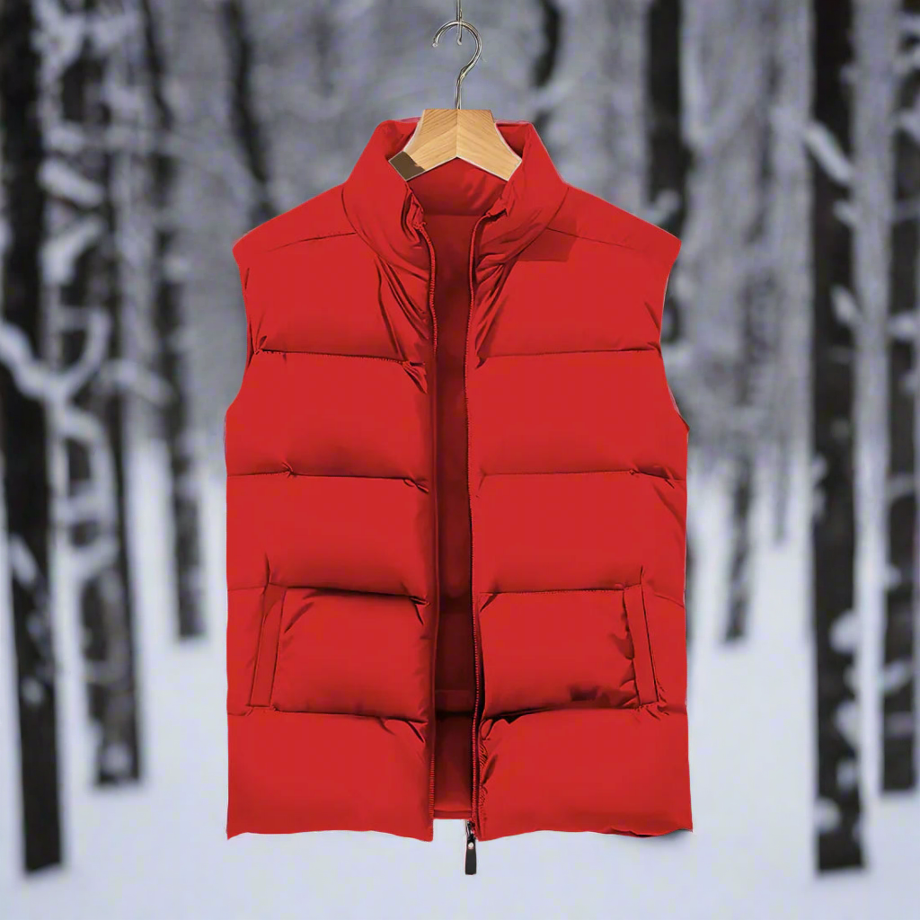 Padded men's vest – light, windproof with high collar and pockets