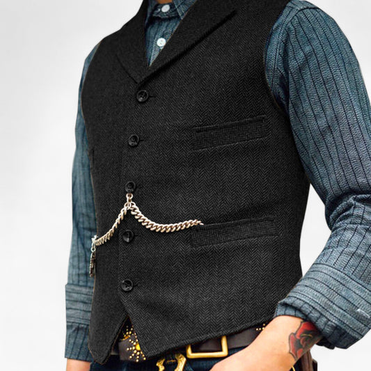 MARLOW™ | Herrväst i Ull med Klassisk Sillbensdesign