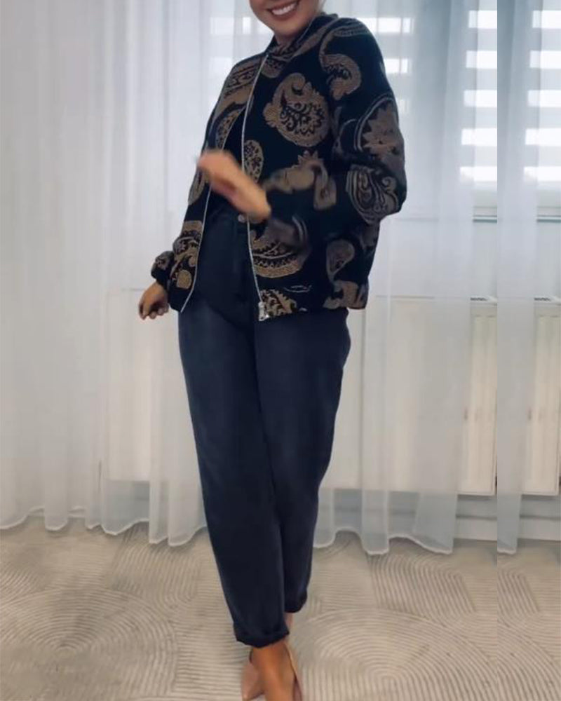 Lylisse - Dame Vintage Paisley Lynlåsjakke - Stilfuld Yderjakke