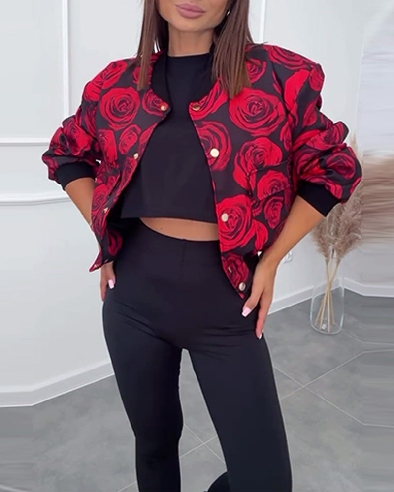 Vellissea – Casual Jacket with Pink Snap Buttons – Trendy Outerwear for Women