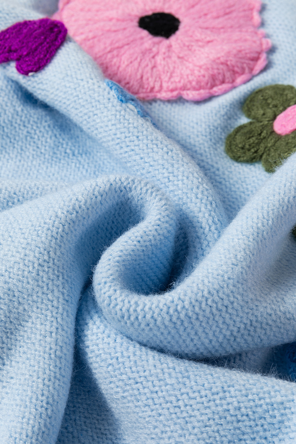 Veralyn strikket sweater med ribbede kanter og blomstermønster – Dame sweater