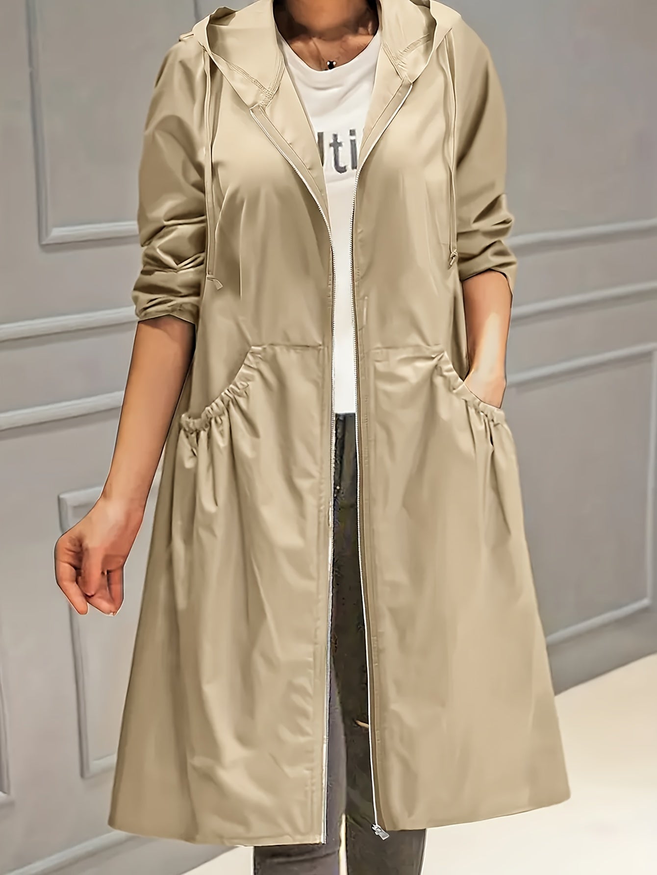 MIRELA™ | Oversized Hoodie Jacket in Beige for Women