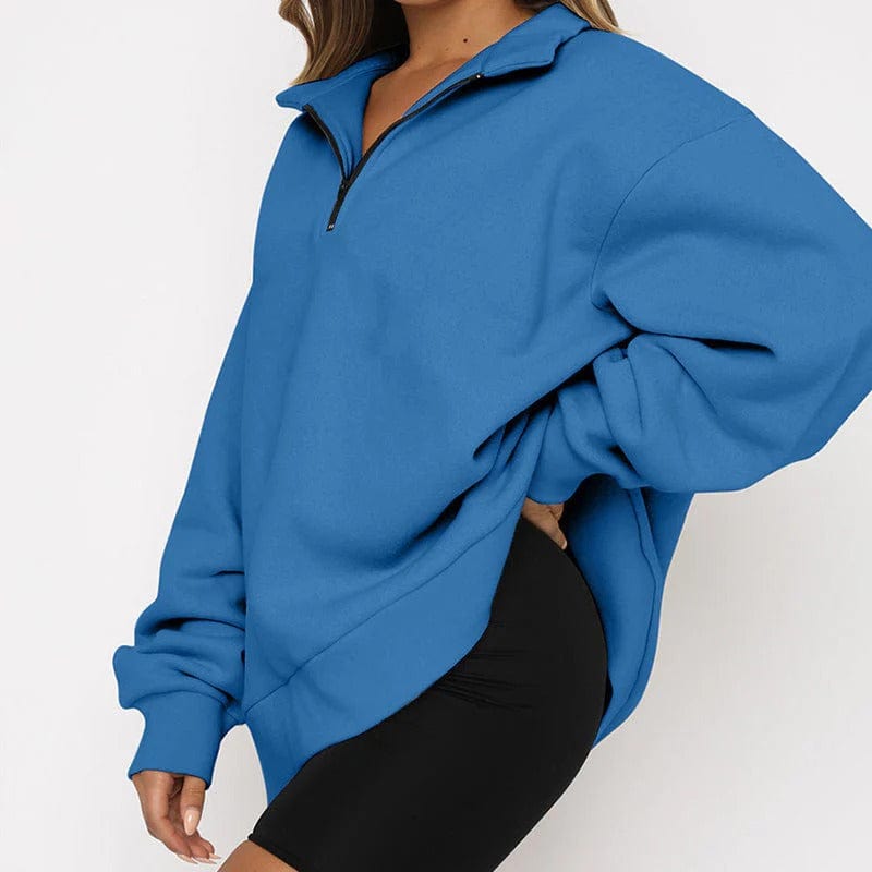 Winola Zip-Tröja för Kvinnor – Casual Modern Vinterstickad Tröja
