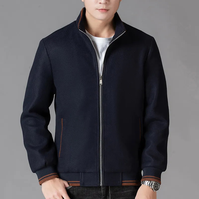 Ingmar – Classic Suede Bomber Jacket in Regular Fit with Ribbed Details