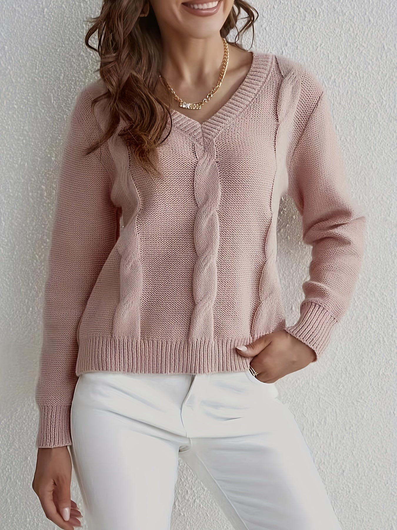 Svea V-neck Sweater – Classic Knitted Women's Sweater