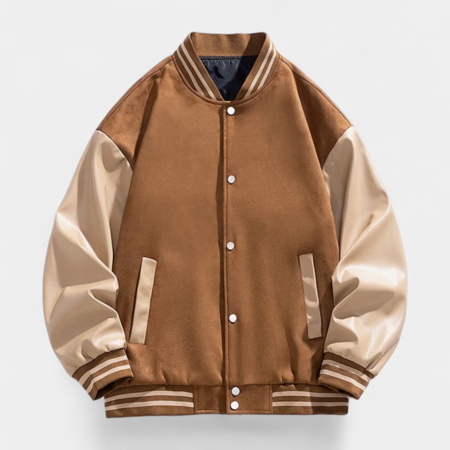 Alfredsson College Jacket with Leather Sleeves – Trendy Men's Jacket