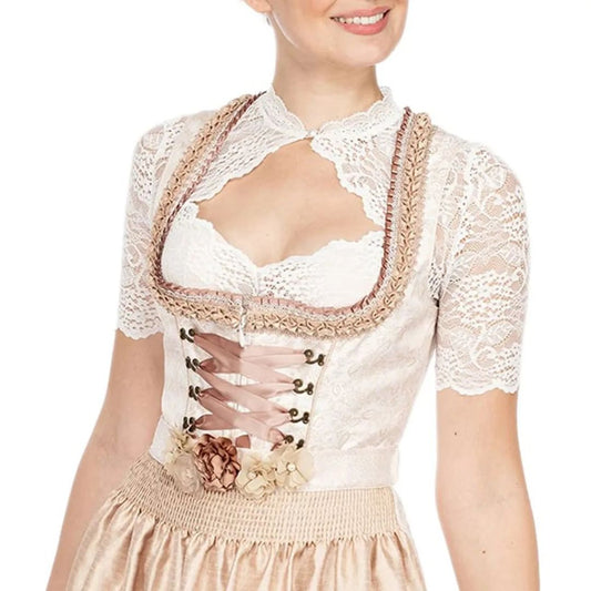 Spets-Dirndl Topp för Dam – Autentisk Bayersk Outfit