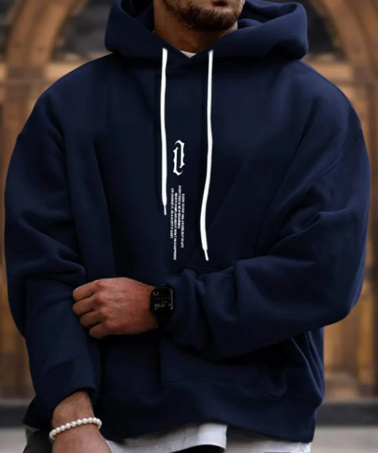 Relaxed Men's Hoodie – Oversized Fit – Soft Cotton Feel – Graphic Print
