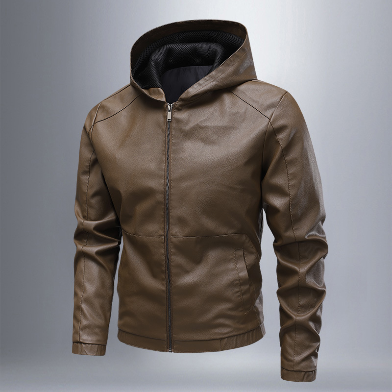 Men's Jacket with Hood – Slim Fit – Glossy Surface – Zipper
