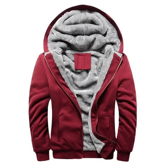 Men's Jacket with Hood – Regular Fit – Cotton Fabric with Full Zipper and Lined Interior