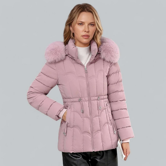 Women's Parka Jacket Winter – Quilted Insulated With Faux Fur Hood