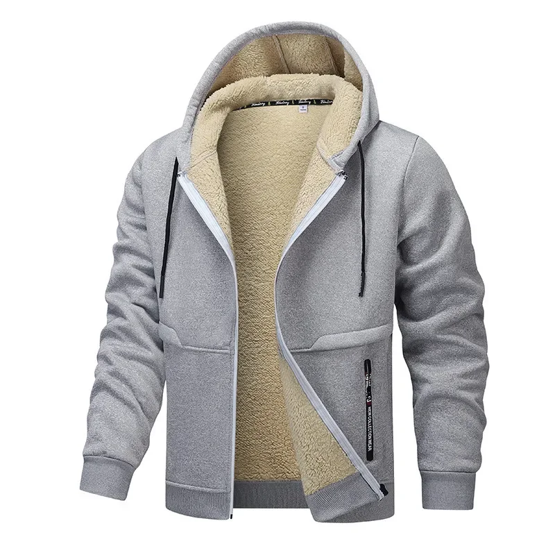 Men's Jacket Fleece with Sherpa Lining – Warm Jacket with Hood & Full Zipper
