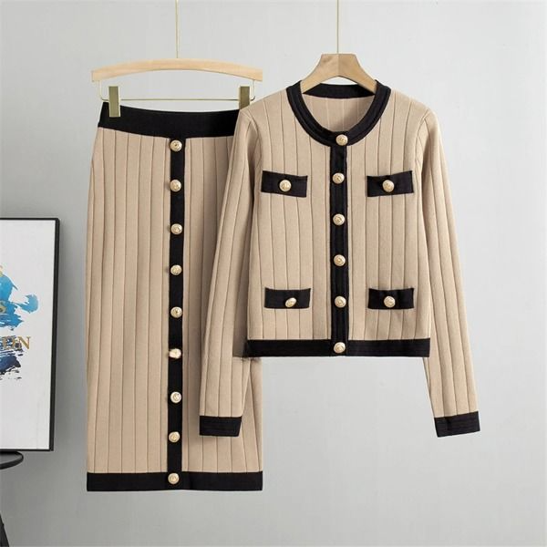 Vivienne | Blazer & Skirt Set with Golden Button Details