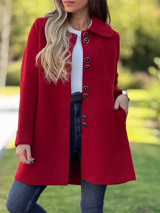 Wool-style Down Jacket – Tailored Fit with Front Buttoning
