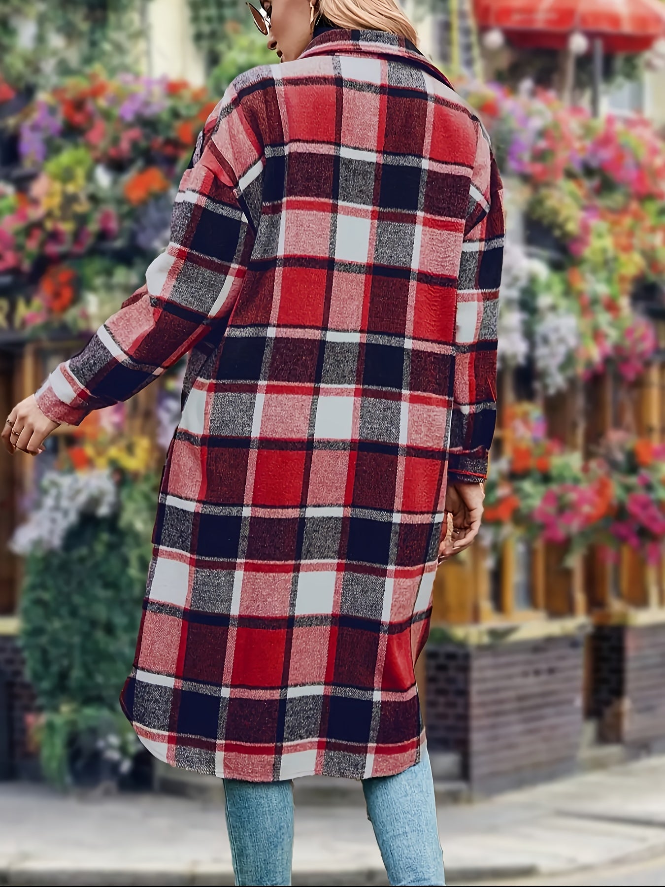 CLARISSE™ | Elegant Long Tweed Coat in Black & White